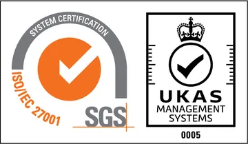 SGS ISO/IEC 27001 UKAS certified badge